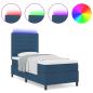 Preview: LED Boxspringbett mit Matratze Blau 100x200 cm Stoff