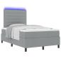 Preview: LED Boxspringbett mit Matratze Hellgrau 120x200 cm Stoff
