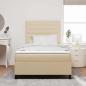 Preview: LED Boxspringbett mit Matratze Creme 120x200 cm Stoff