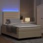 Preview: LED Boxspringbett mit Matratze Creme 120x200 cm Stoff