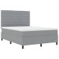 Preview: Boxspringbett mit Matratze mit LED Hellgrau 140 x 190 cm Stoff