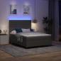 Preview: LED Boxspringbett mit Matratze Dunkelgrau 140x190 cm Stoff