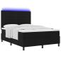 Preview: LED Boxspringbett mit Matratze Schwarz 140x200 cm Stoff