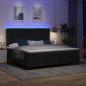 Preview: Boxspringbett mit Matratze & LED in Schwarz 200x200 cm Stoff