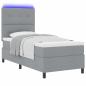 Preview: LED Boxspringbett mit Matratze Hellgrau 100x200 cm Stoff