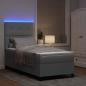 Preview: LED Boxspringbett mit Matratze Hellgrau 100x200 cm Stoff