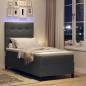 Preview: LED Boxspringbett mit Matratze Dunkelgrau 100x200 cm Stoff