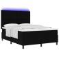 Preview: LED Boxspringbett mit Matratze Schwarz 140x190 cm Stoff