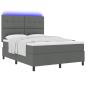 Preview: LED Boxspringbett mit Matratze Dunkelgrau 140x200 cm Stoff