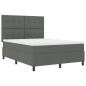 Preview: LED Boxspringbett mit Matratze Dunkelgrau 160x200 cm Stoff
