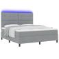 Preview: LED Boxspringbett mit Matratze Hellgrau 180x200 cm Stoff