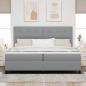 Preview: LED Boxspringbett mit Matratze Hellgrau 200x200 cm Stoff