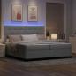 Preview: LED Boxspringbett mit Matratze Hellgrau 200x200 cm Stoff