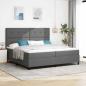 Preview: ARDEBO.de - LED Boxspringbett mit Matratze Dunkelgrau 200x200 cm Stoff