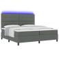 Preview: LED Boxspringbett mit Matratze Dunkelgrau 200x200 cm Stoff