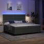 Preview: LED Boxspringbett mit Matratze Dunkelgrau 200x200 cm Stoff