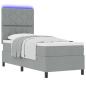 Preview: Boxspringbett mit Matratze & LED Licht Hellgrau 80x200 cm Stoff