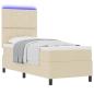 Preview: Boxspringbett mit Matratze & LED Creme 80x200 cm Stoff