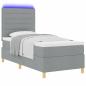 Preview: LED Boxspringbett mit Matratze Hellgrau 90x200 cm Stoff