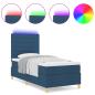 Preview: LED Boxspringbett mit Matratze Blau 100x200 cm Stoff