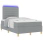 Preview: LED Boxspringbett mit Matratze Hellgrau 120x200 cm Stoff