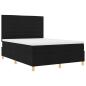 Preview: LED Boxspringbett mit Matratze Schwarz 140x200 cm Stoff