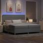 Preview: ARDEBO.de - LED Boxspringbett mit Matratze Hellgrau 200x200 cm Stoff