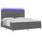 Preview: ARDEBO.de - Boxspringbett mit Matratze & LED Dunkelgrau 200x200 cm Stoff