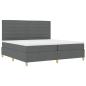 Preview: Boxspringbett mit Matratze & LED Dunkelgrau 200x200 cm Stoff