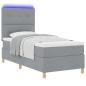 Preview: LED Boxspringbett mit Matratze Hellgrau 100x200 cm Stoff