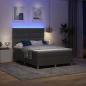 Preview: LED Boxspringbett mit Matratze Dunkelgrau 140x190 cm Stoff