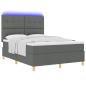 Preview: LED Boxspringbett mit Kopfteil Dunkelgrau 140 x 200 cm Stoff