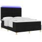 Preview: LED Boxspringbett mit Kopfteil Schwarz 140 x 200 cm Stoff