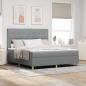 Preview: ARDEBO.de - Boxspringbett mit Matratze & LED Licht Hellgrau 180x200 cm Stoff