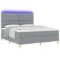 Preview: Boxspringbett mit Matratze & LED Licht Hellgrau 180x200 cm Stoff