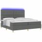 Preview: LED Boxspringbett mit Matratze Dunkelgrau 200x200 cm Stoff