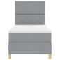 Preview: Boxspringbett mit Matratze & LED Licht Hellgrau 100x200 cm Stoff