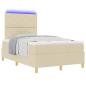 Preview: Boxspringbett mit Matratze & LED Creme 120x190 cm Stoff