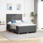 Preview: ARDEBO.de - Boxspringbett mit Matratze & LED dunkelgrau 140x200 cm Stoff