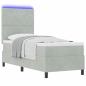 Preview: LED Boxspringbett mit Matratze Hellgrau 80x200 cm Samt