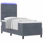 Preview: LED Boxspringbett mit Matratze Dunkelgrau 80x200 cm Samt