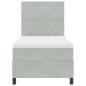Preview: LED Boxspringbett mit Matratze Hellgrau 100x200 cm Samt
