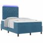 Preview: LED Boxspringbett mit Matratze Dunkelblau 120x200 cm Samt