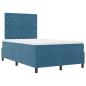 Preview: LED Boxspringbett mit Matratze Dunkelblau 120x200 cm Samt