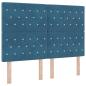 Preview: LED Boxspringbett mit Matratze Dunkelblau 140 x 190 cm Samt