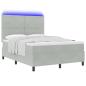 Preview: LED Boxspringbett mit Matratze Hellgrau 140x200 cm Samt