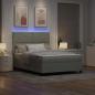 Preview: LED Boxspringbett mit Matratze Hellgrau 140 x 200 cm Samt
