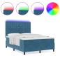 Preview: LED Boxspringbett mit Matratze Dunkelblau 140x200 cm Samt