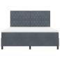 Preview: LED Boxspringbett mit Matratze Dunkelgrau 180x200 cm Samt