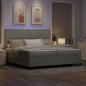 Preview: LED Boxspringbett mit Matratze Hellgrau 200x200 cm Samt